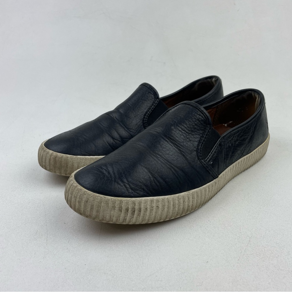 FRYE SLIP ON BLACK LEATHER SHOES SIZE 9